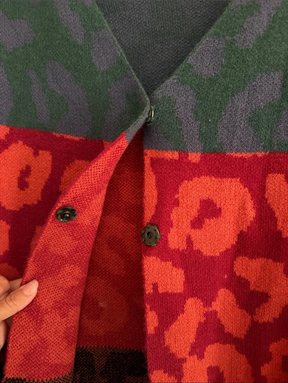 NWT Baciano Multicolor Leopard-Print Open Cardigan - Green, Red, Rust, Black